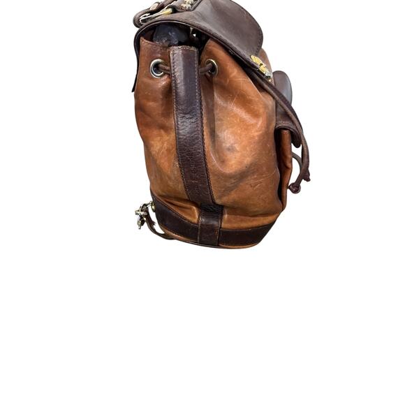 Vtg Marino Orlandi DISTRESS Leather Backpack Drawstring Bucket Sling Bag main image 5
